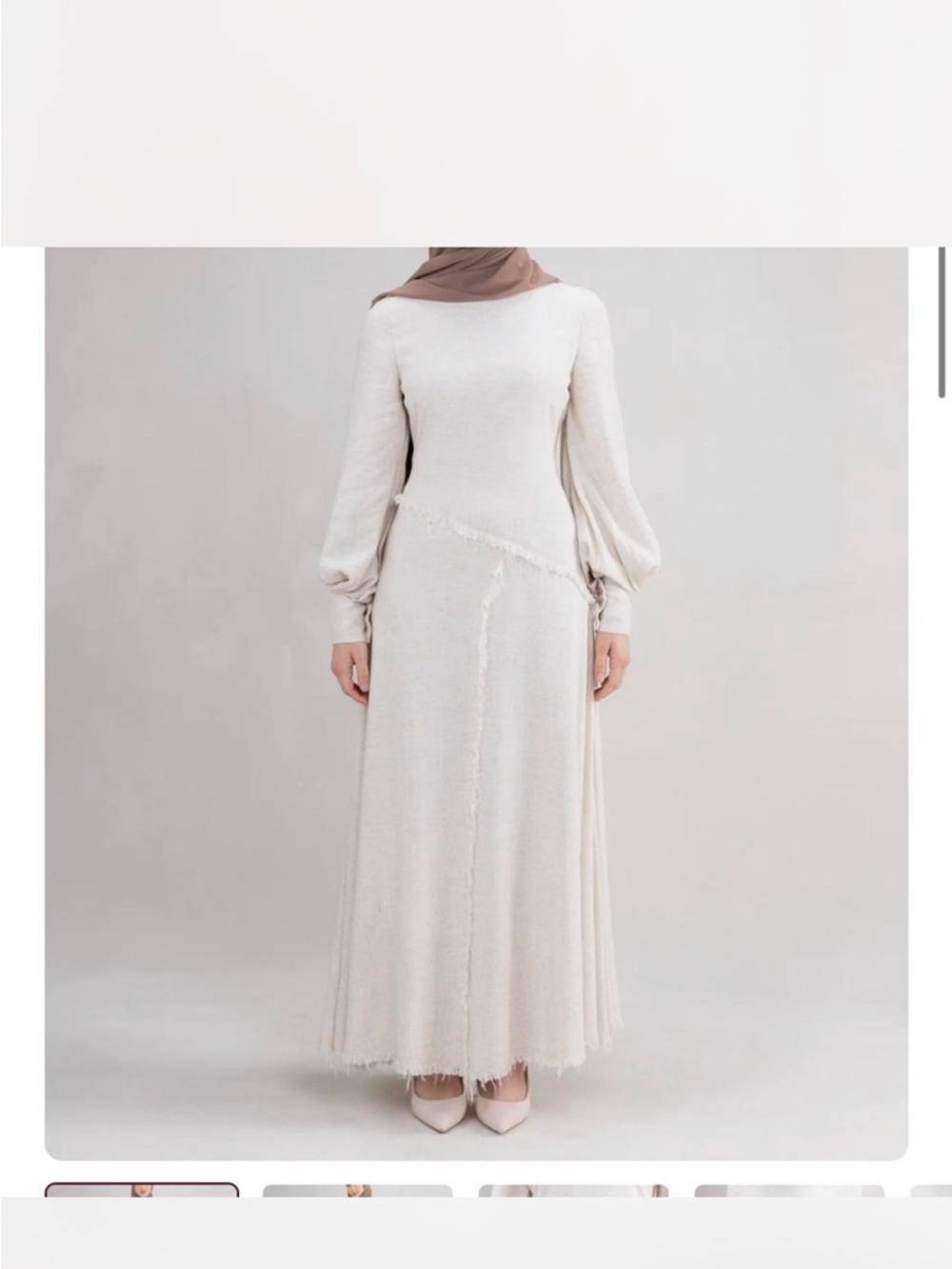 Elegant Ivory Long-Sleeve Maxi Dress